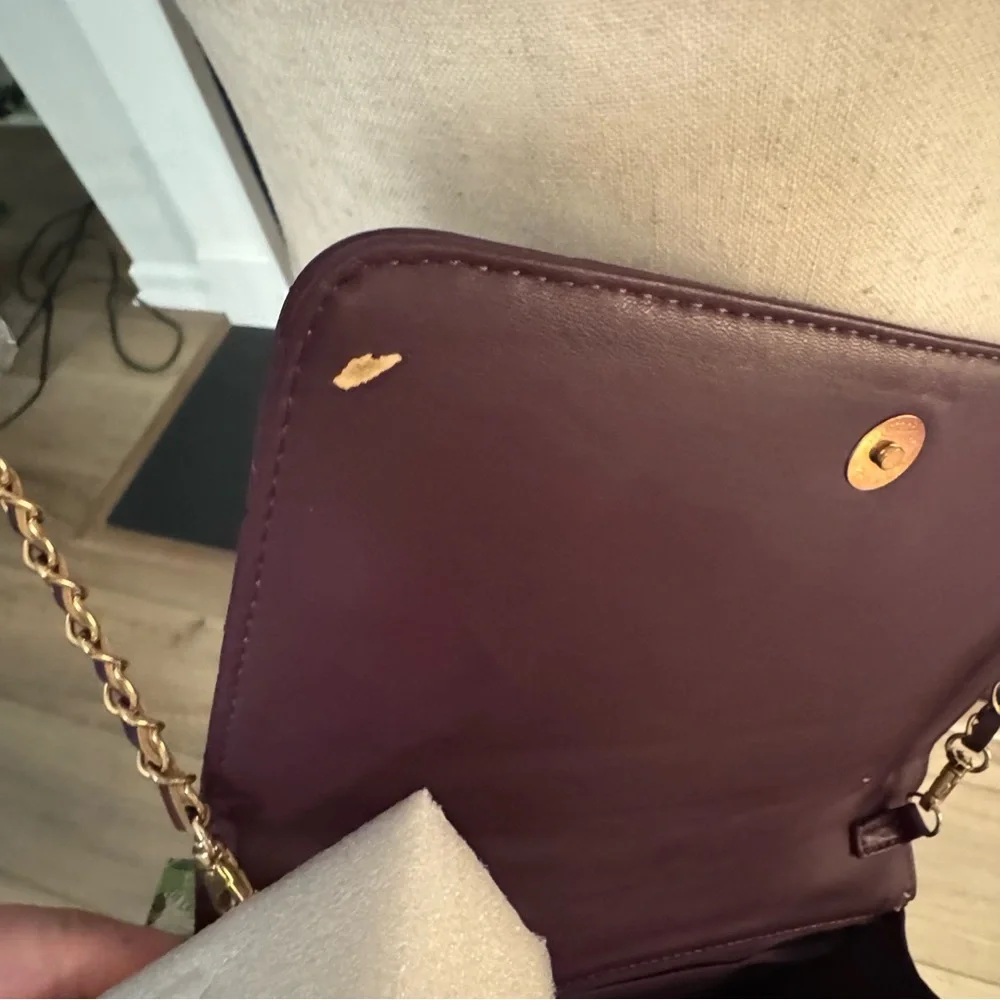 👜 Badgley Mischka Quilted Plum Crossbody | Studded Vegan Leather | NWT